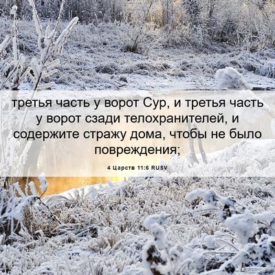 Picture 06 - 4 Царств 11:6 RUSV - третья часть у ворот Сур, и - Bible Verse Picture