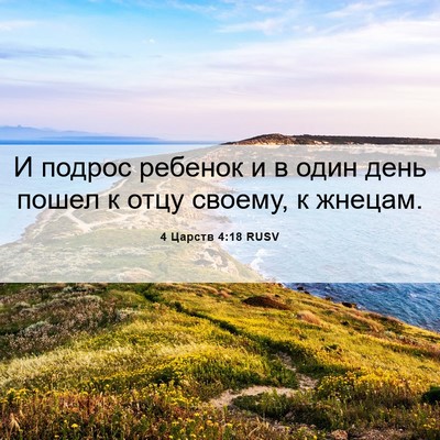 Picture 06 - 4 Царств 4:18 RUSV - И подрос ребенок и в один - Bible Verse Picture