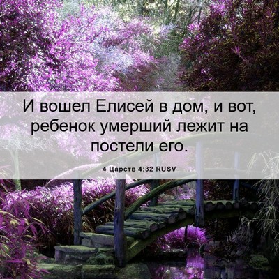 Picture 06 - 4 Царств 4:32 RUSV - И вошел Елисей в дом, и вот, - Bible Verse Picture