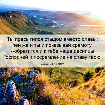 Picture 06 - Аввакум 2:16 RUSV - Ты пресытился стыдом - Bible Verse Picture