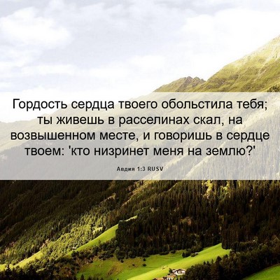 Picture 06 - Авдия 1:3 RUSV - Гордость сердца твоего - Bible Verse Picture