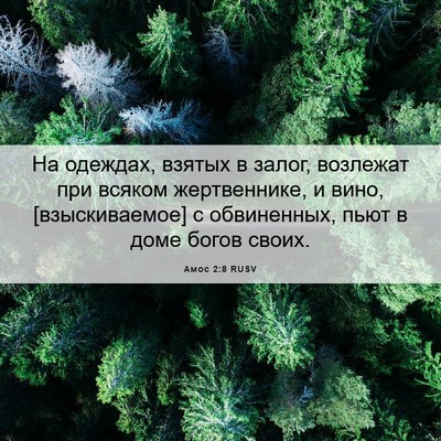 Picture 06 - Амос 2:8 RUSV - На одеждах, взятых в залог, - Bible Verse Picture