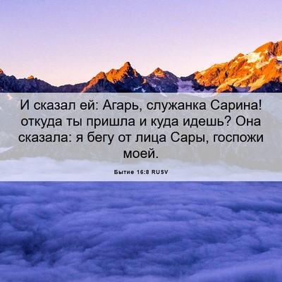 Picture 06 - Бытие 16:8 RUSV - И сказал ей: Агарь, - Bible Verse Picture