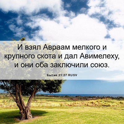 Picture 06 - Бытие 21:27 RUSV - И взял Авраам мелкого и - Bible Verse Picture