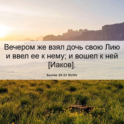 Picture 06 - Бытие 29:23 RUSV - Вечером же взял дочь свою - Bible Verse Picture