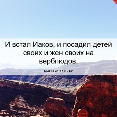 Picture 06 - Бытие 31:17 RUSV - И встал Иаков, и посадил - Bible Verse Picture
