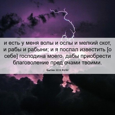 Picture 06 - Бытие 32:5 RUSV - и есть у меня волы и ослы и - Bible Verse Picture