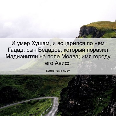 Picture 06 - Бытие 36:35 RUSV - И умер Хушам, и воцарился - Bible Verse Picture