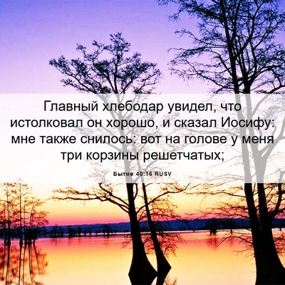 Picture 06 - Бытие 40:16 RUSV - Главный хлебодар увидел, - Bible Verse Picture