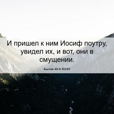 Picture 06 - Бытие 40:6 RUSV - И пришел к ним Иосиф - Bible Verse Picture