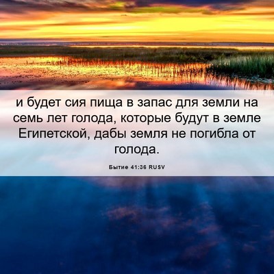 Picture 06 - Бытие 41:36 RUSV - и будет сия пища в запас - Bible Verse Picture