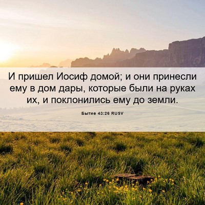 Picture 06 - Бытие 43:26 RUSV - И пришел Иосиф домой; и они - Bible Verse Picture