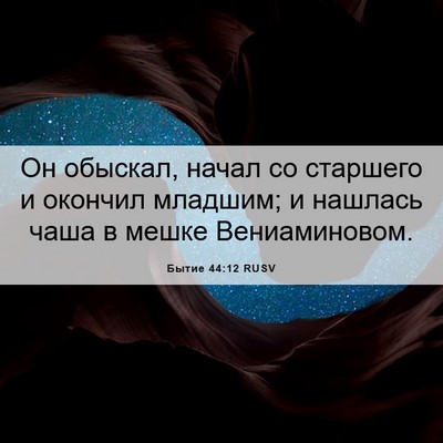 Picture 06 - Бытие 44:12 RUSV - Он обыскал, начал со - Bible Verse Picture