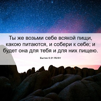Picture 06 - Бытие 6:21 RUSV - Ты же возьми себе всякой - Bible Verse Picture
