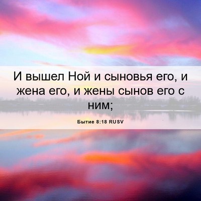 Picture 06 - Бытие 8:18 RUSV - И вышел Ной и сыновья его, и - Bible Verse Picture