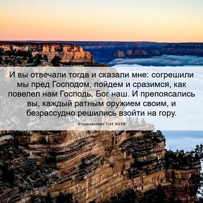 Picture 06 - Второзаконие 1:41 RUSV - И вы отвечали тогда и - Bible Verse Picture
