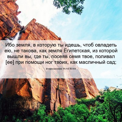 Picture 06 - Второзаконие 11:10 RUSV - Ибо земля, в которую ты - Bible Verse Picture