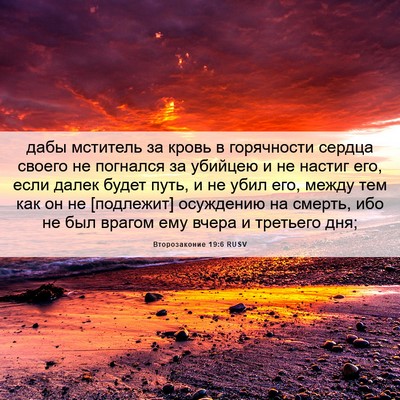 Picture 06 - Второзаконие 19:6 RUSV - дабы мститель за кровь в - Bible Verse Picture