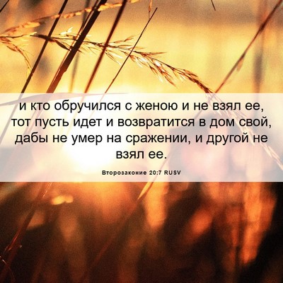 Picture 06 - Второзаконие 20:7 RUSV - и кто обручился с женою и - Bible Verse Picture