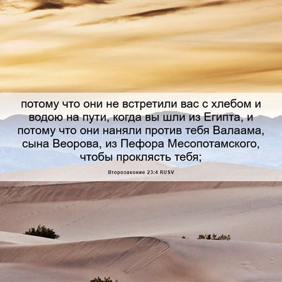Picture 06 - Второзаконие 23:4 RUSV - потому что они не - Bible Verse Picture