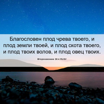 Picture 06 - Второзаконие 28:4 RUSV - Благословен плод чрева - Bible Verse Picture