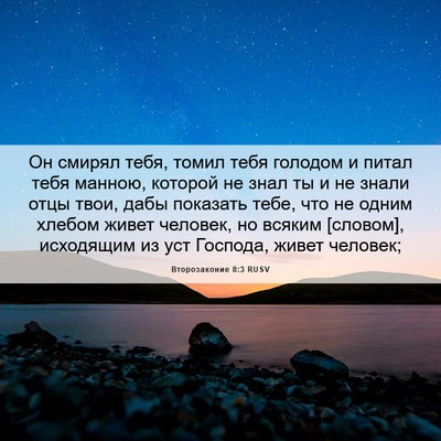Picture 06 - Второзаконие 8:3 RUSV - Он смирял тебя, томил тебя - Bible Verse Picture