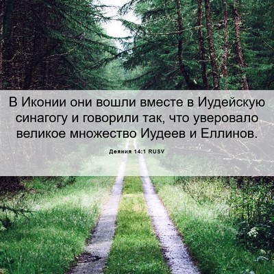 Picture 06 - Деяния 14:1 RUSV - В Иконии они вошли вместе в - Bible Verse Picture