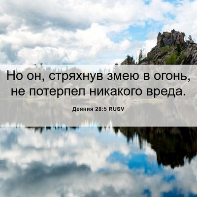 Picture 06 - Деяния 28:5 RUSV - Но он, стряхнув змею в - Bible Verse Picture