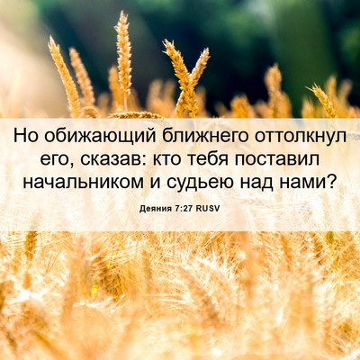 Picture 06 - Деяния 7:27 RUSV - Но обижающий ближнего - Bible Verse Picture