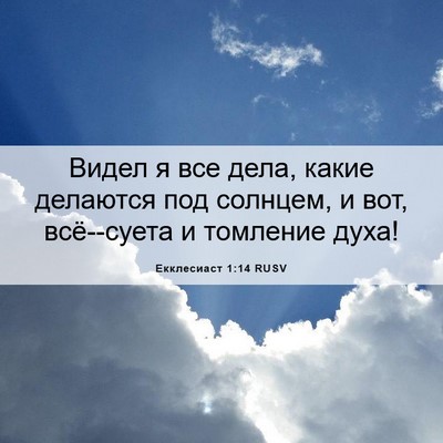 Picture 06 - Екклесиаст 1:14 RUSV - Видел я все дела, какие - Bible Verse Picture