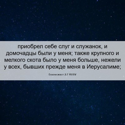 Picture 06 - Екклесиаст 2:7 RUSV - приобрел себе слуг и - Bible Verse Picture