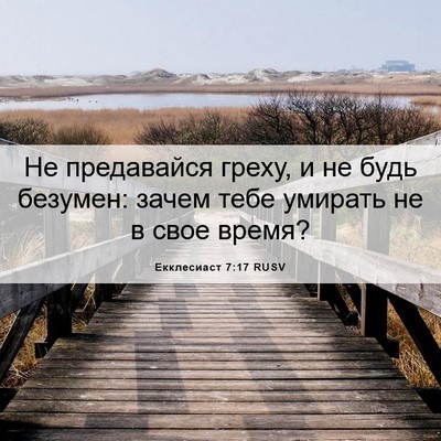 Picture 06 - Екклесиаст 7:17 RUSV - Не предавайся греху, и не - Bible Verse Picture