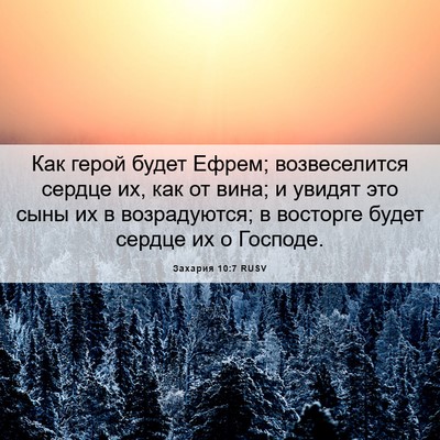 Picture 06 - Захария 10:7 RUSV - Как герой будет Ефрем; - Bible Verse Picture