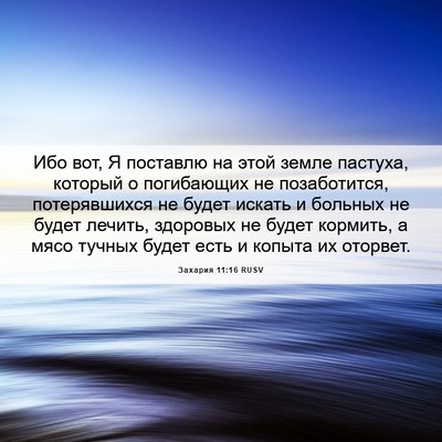 Picture 06 - Захария 11:16 RUSV - Ибо вот, Я поставлю на этой - Bible Verse Picture
