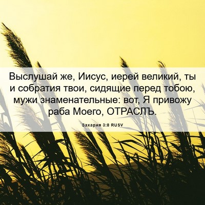 Picture 06 - Захария 3:8 RUSV - Выслушай же, Иисус, иерей - Bible Verse Picture