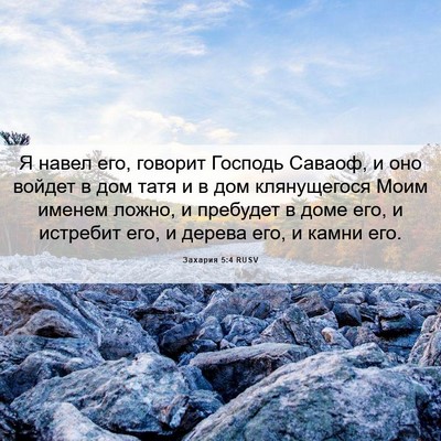 Picture 06 - Захария 5:4 RUSV - Я навел его, говорит - Bible Verse Picture