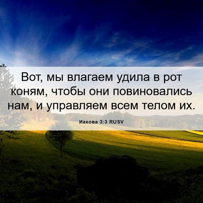 Picture 06 - Иакова 3:3 RUSV - Вот, мы влагаем удила в рот - Bible Verse Picture