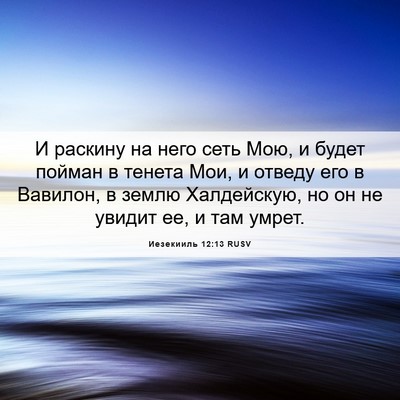 Picture 06 - Иезекииль 12:13 RUSV - И раскину на него сеть Мою, - Bible Verse Picture