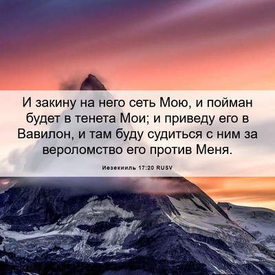 Picture 06 - Иезекииль 17:20 RUSV - И закину на него сеть Мою, и - Bible Verse Picture