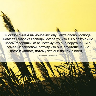 Picture 06 - Иезекииль 25:3 RUSV - и скажи сынам Аммоновым: - Bible Verse Picture