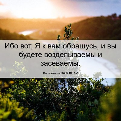 Picture 06 - Иезекииль 36:9 RUSV - Ибо вот, Я к вам обращусь, и - Bible Verse Picture