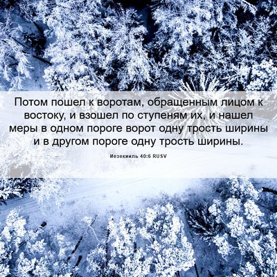 Picture 06 - Иезекииль 40:6 RUSV - Потом пошел к воротам, - Bible Verse Picture