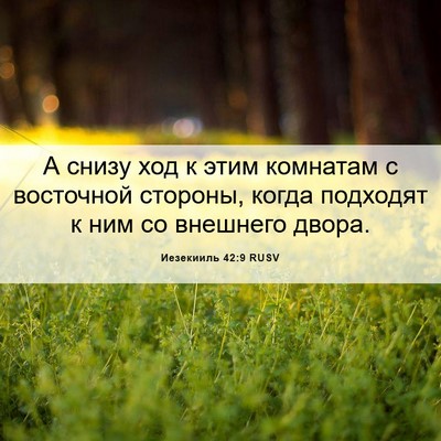 Picture 06 - Иезекииль 42:9 RUSV - А снизу ход к этим комнатам - Bible Verse Picture