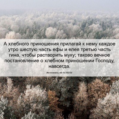 Picture 06 - Иезекииль 46:14 RUSV - А хлебного приношения - Bible Verse Picture
