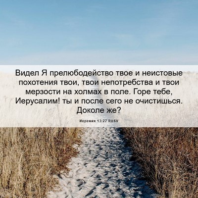 Picture 06 - Иеремия 13:27 RUSV - Видел Я прелюбодейство - Bible Verse Picture