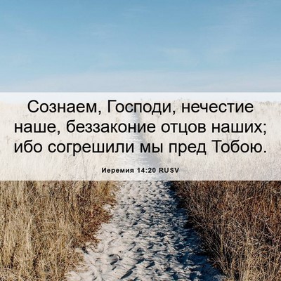 Picture 06 - Иеремия 14:20 RUSV - Сознаем, Господи, нечестие - Bible Verse Picture