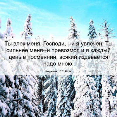 Picture 06 - Иеремия 20:7 RUSV - Ты влек меня, Господи, --и я - Bible Verse Picture