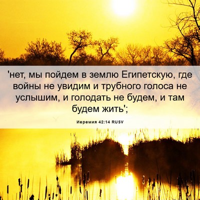 Picture 06 - Иеремия 42:14 RUSV - 'нет, мы пойдем в землю - Bible Verse Picture