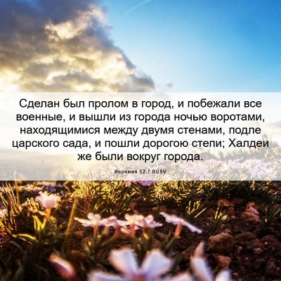 Picture 06 - Иеремия 52:7 RUSV - Сделан был пролом в город, - Bible Verse Picture