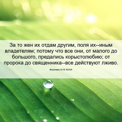 Picture 06 - Иеремия 8:10 RUSV - За то жен их отдам другим, - Bible Verse Picture